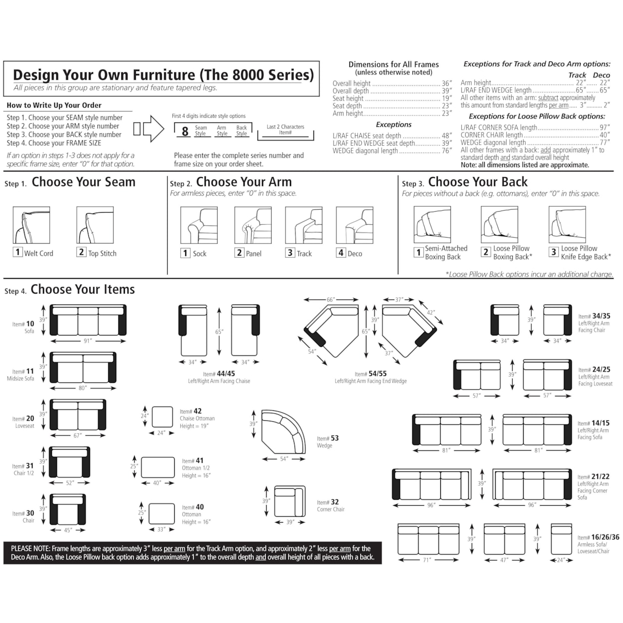 Smith Brothers Build Your Own (8000 Series) Leather Living Room Group 1
